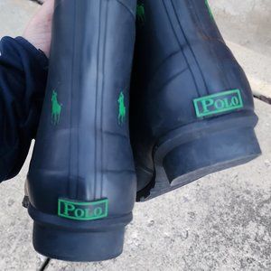 Polo by Ralph Lauren Perla blue green logo rain boots size 10